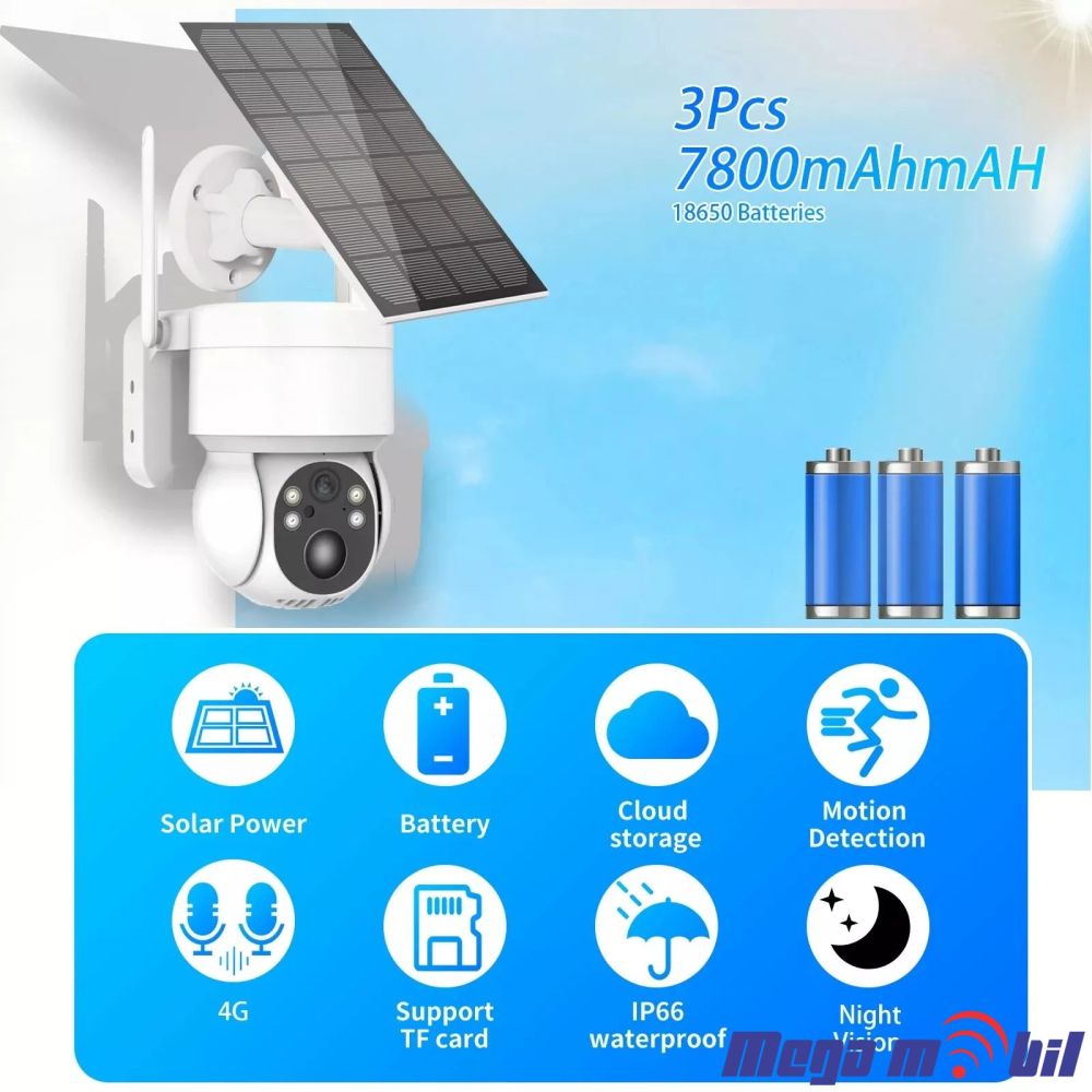 Kamera IP RSD-TQ2-3MP/7.6W Outdoor WiFi 3 Megapixel PTZ Solar Camera  